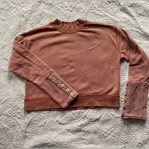 FREE PEOPLE Look Ahead Cropped Sweatshirt Womens Size Small long sleeve Pullover